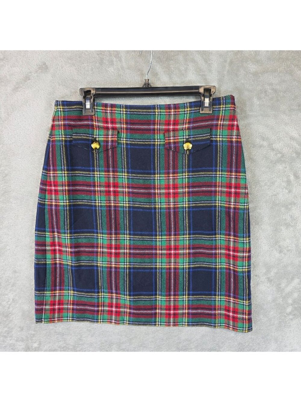 Talbots Skirt Womens 6 Multicolor Tartan Plaid Tweed Pencil Knee Length Lined